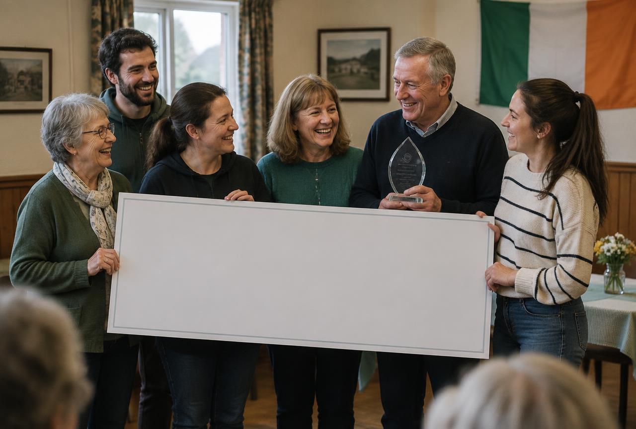 Community volunteers celebrating an award together.